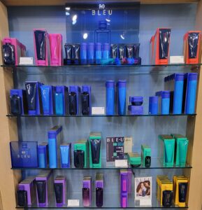 Bleu products display at HIP Salon